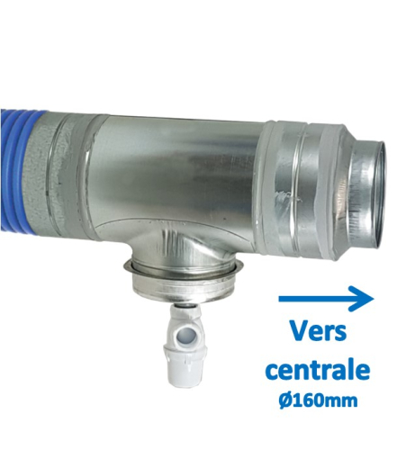 Adaptateur de raccordement pour échangeur Ø 200mm (Puits géothermique) vers réseaux de VMC Ø 160mm (sans by-pass)