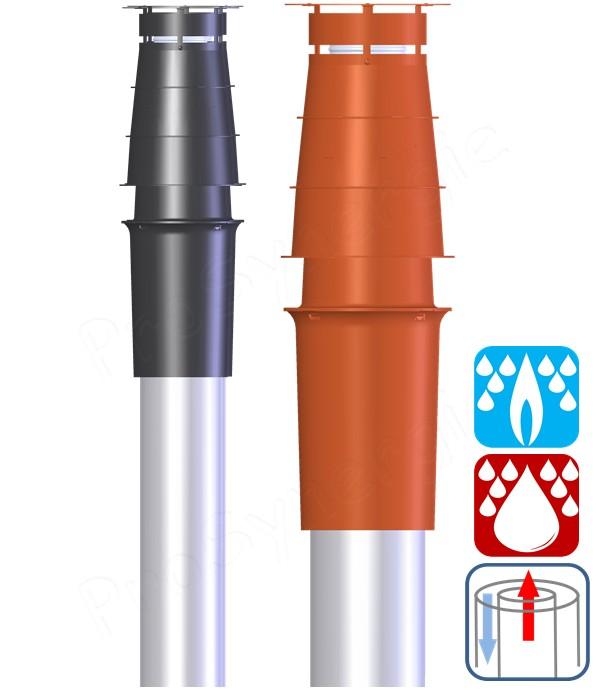 Terminal Vertical Econext Noir ou Brun pour consuits concentrique PP/Alu