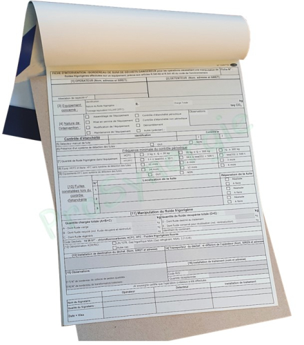 Carnet de 50 Fiches d´intervention et maintenance sur installation clim (Cerfa 15497*04)