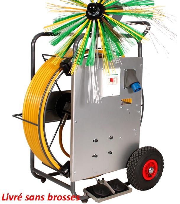 Rotobrosse 33 m électrique 750 W en chariot pour brossage conduit de ventilation