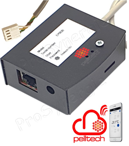 Module connecté LAN V2 (RJ45) + câble L=450mm connecteur 4 pôles pour contrôleur Pelltech (piloter, surveiller, mise à jour soft)