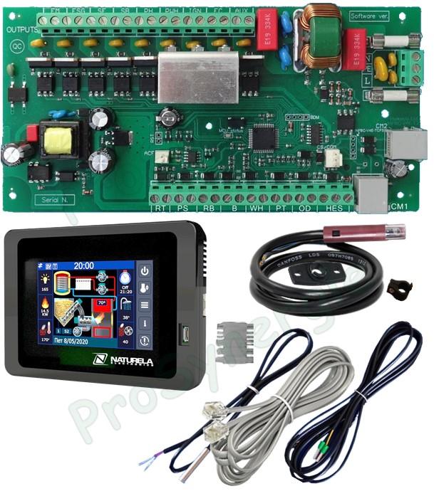 Kit Contrôleur de brûleur à granulés NPBC-V6T + écran tactile NRC8 IPS de 3,5 pouces avec câble, sondes et cellule photo