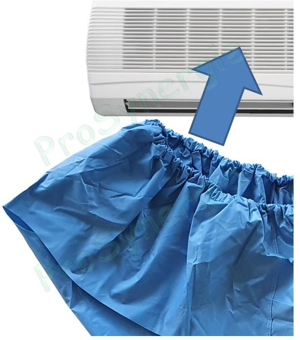 Montage de la bâche de protection réutilisable pour le nettoyage de split de clim