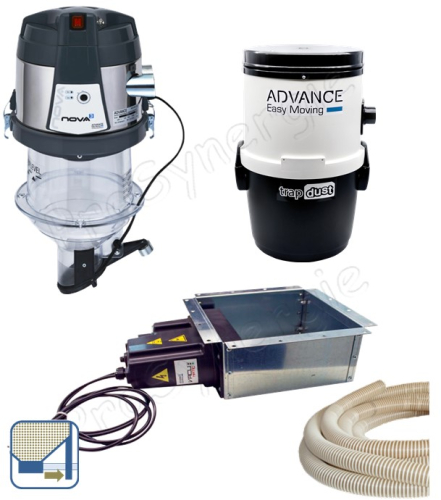 Kit automatique ''Nova Pack Eco'' transfert de granulés à partir du bas d´un silo de stockage avec une cassette à débourrage vers le remplissage d´un poêle/chaudière avec un doseur aspirateur et d'un module filrant