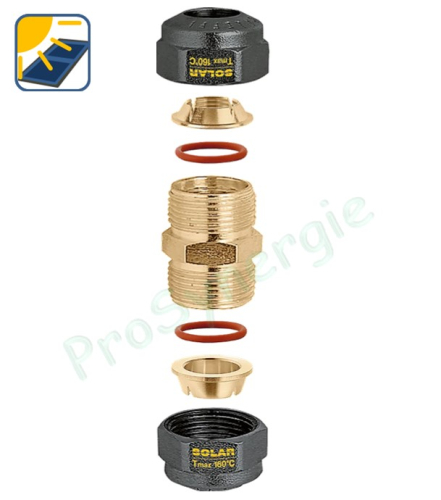 Manchon 3/4  M pour tube cuivre recuit ou écroui, laiton, acier doux et inox Ø 22 mm pour installation solaire