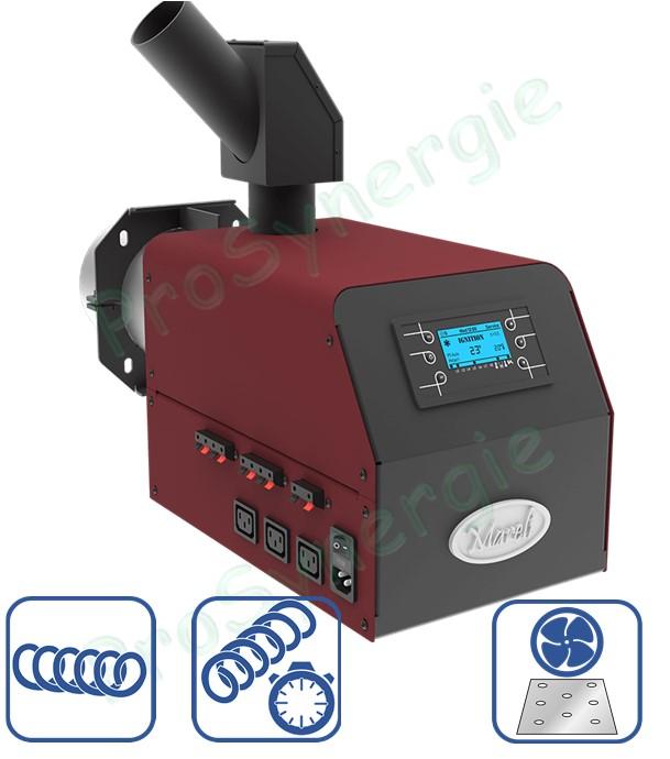 SMB35  - Brûleur à pellet Mareli 35 kW (8 à 35 kW), chambre de combustion Ø140 mm, nettoyage de griller par ventilation