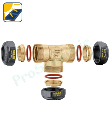 Té pour tube cuivre recuit ou écroui, laiton, acier doux et inox Ø 22 mm pour installation solaire