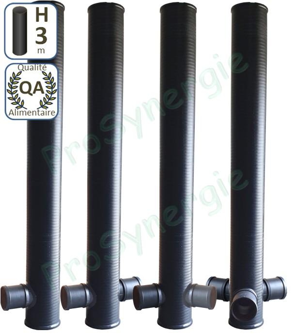 Regard à condensat Puits Canadien, Provençal - Ø 300mm hauteur 3m - 1 à 4 entrée-sortie(s piquage soudé) Ø200mm