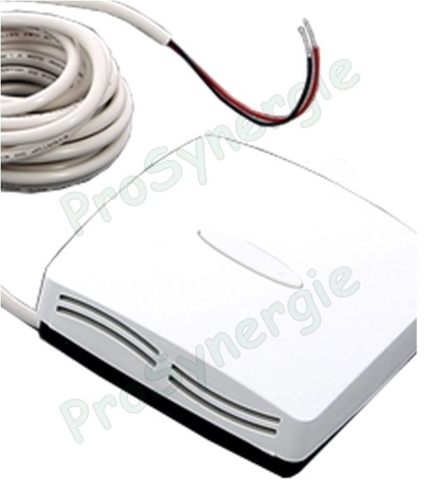 Sonde de température extérieure filaire (3 mètres de câble) dans un boitier extérieur en applique  Sensor 3M 10K SBX W  pour régulation Watts climatique - Climatic Control H&C