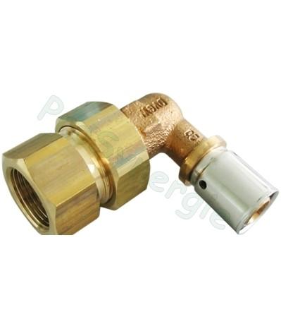 Raccord d´angle à sertir multicouches avec filtage femelle