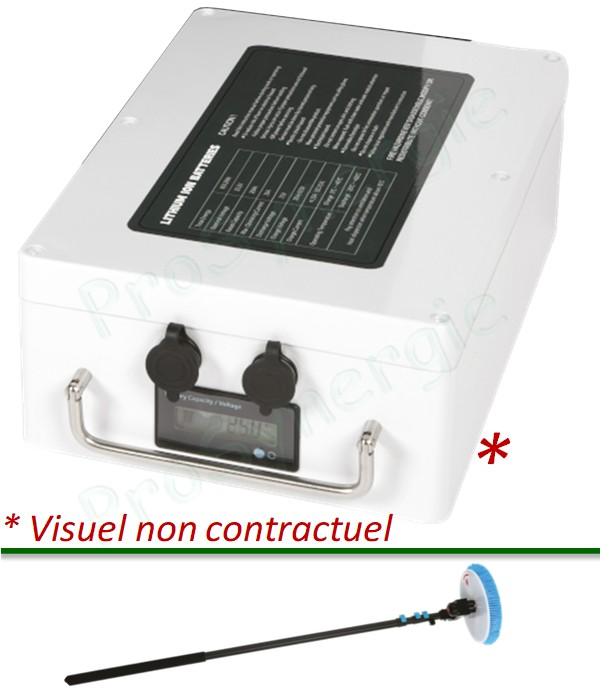 Batterie ou chargeur supplémentaire pour EASYBRUSH - Brosse rotative motorisée télescopique pour nettoyage de panneaux photovoltaïques