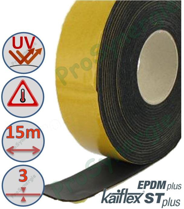 Bande Adhésif Isolé épaisseur 3mm (type Kaiflex EPDM Plus) - largueur x longueur = 50mm x 15 mètres