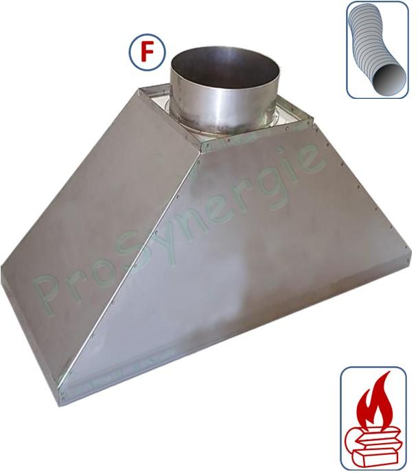 Avaloir d´âtre Inox 304 - Tarif suivant fichier sélecteur à fournir complété - section (basse) rebord droit renforcé (pour fixation) et piquage (haut axé ou désaxé) ØF à confirmer