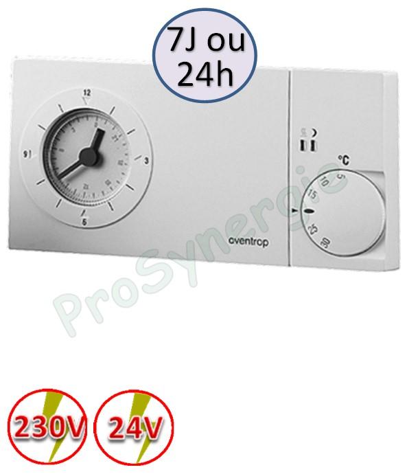 Thermostat d'ambiance avec horloge journalier ou hebdomadaire - Pose en applique 24V ou 230V