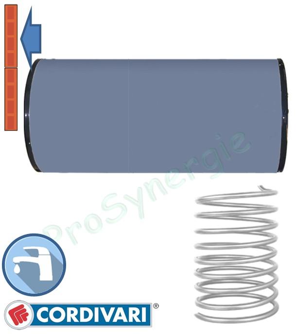 Ballon Production d´eau chaude sanitaire Horizontal ou Vertical avec échangeur chauffage - Contenance 80 litres Isolation 50mm Ø456 & Haut. 800mm