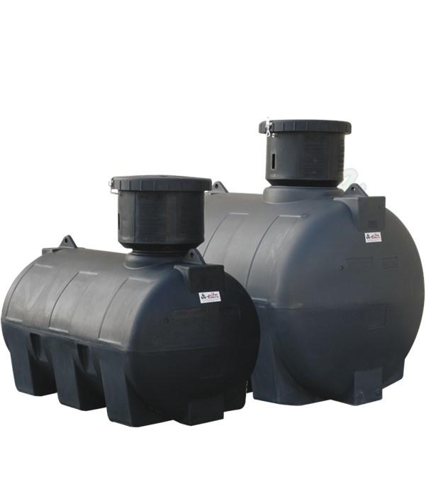 CHU 1000 - Cuve à eau cylindrique horizontale 1 000 litres enterrée uniquement HxLxLg =975x915x1720mm, trou d´homme Ø 300mm, réhausse haut.440mm + couvercle