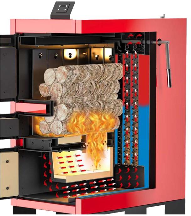 Avantage de la combustion inversée : Chaudière bois bûches LCG 20 à 50 kW