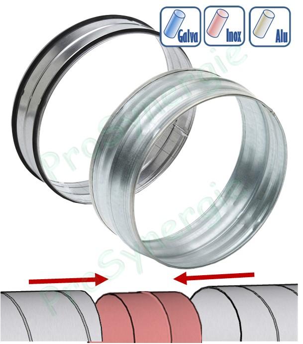 RM - Raccord mâle Ø 80 à 1250 mm pour tube (air ventilation) - Option galva / inox / Alu / avec ou sans joint