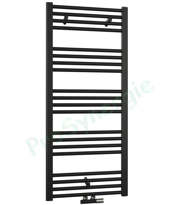Radiateur Sèche Serviette Tubulaire Droit Coloris Noir Série Mahana