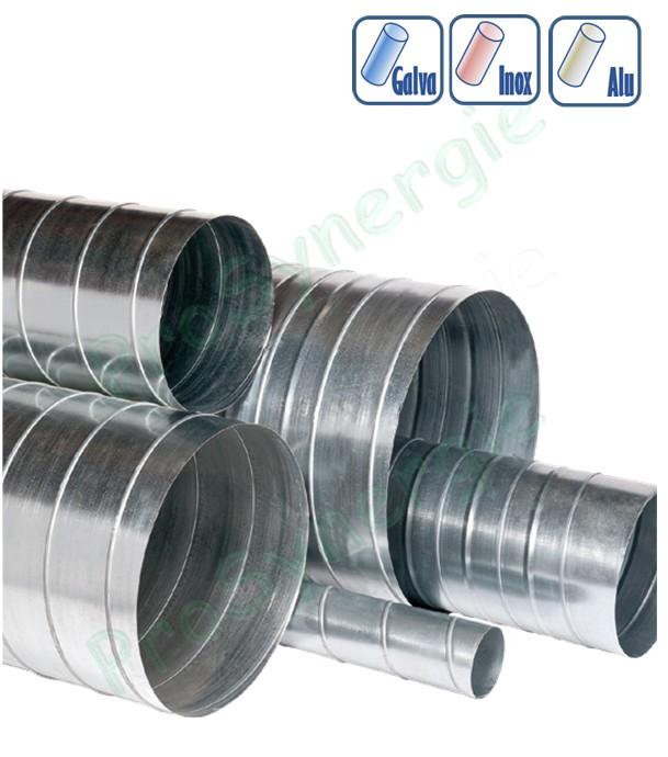 BS - Barre standard spiralé rigide casse A1 acier galvanisé, inox ou aluminium longueur 3 mètres Øint. 80 à 1 250 mm